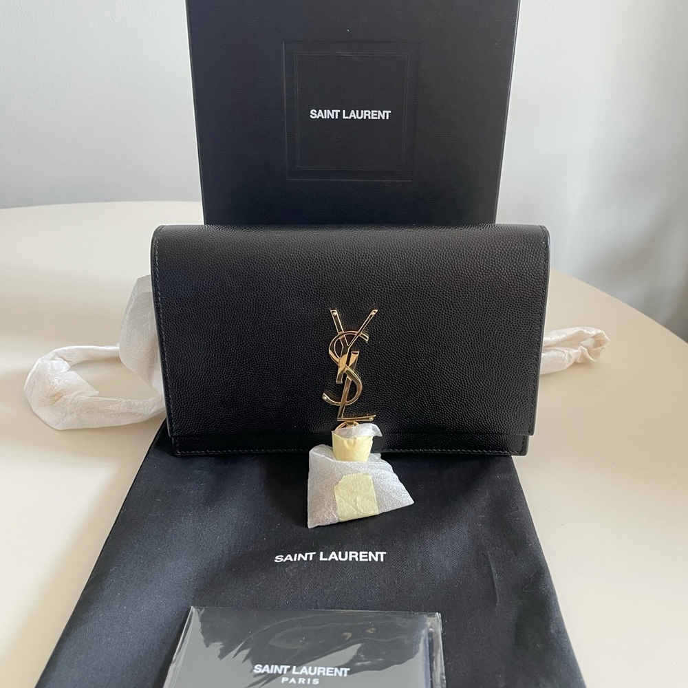 SOLD YSL Kate XS Monogram Grain Wallet on Chain